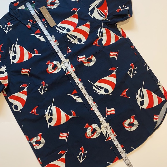 J Crew Small Cotton Nautical Sail Button Up Short Sleeve Shirt D21 - Picture 10 of 10